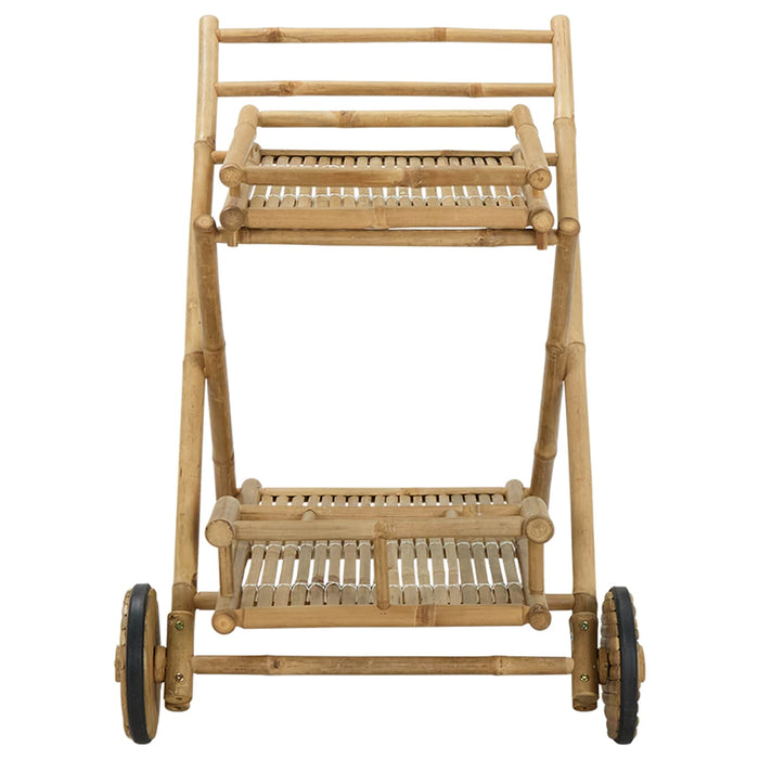 Carucior de ceai cu roți natural 79 x 67.5 x 84 cm Bambus WALTI