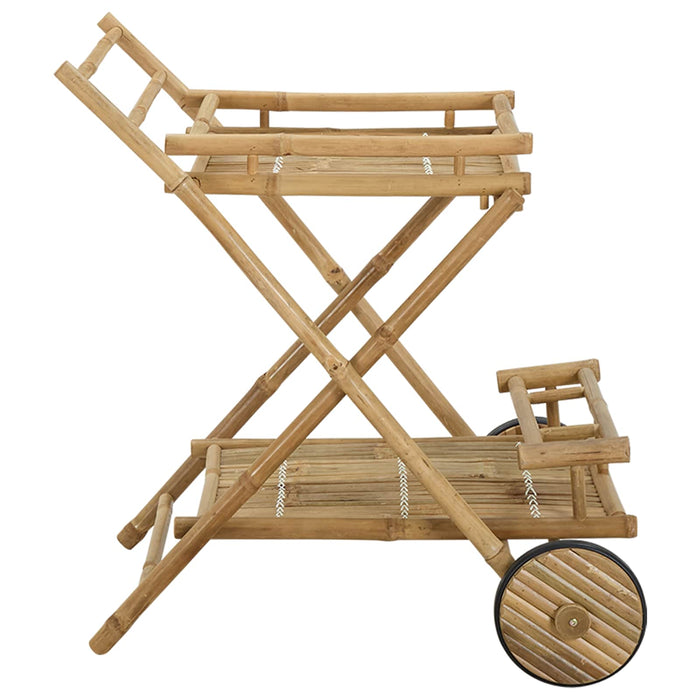 Carucior de ceai cu roți natural 79 x 67.5 x 84 cm Bambus WALTI