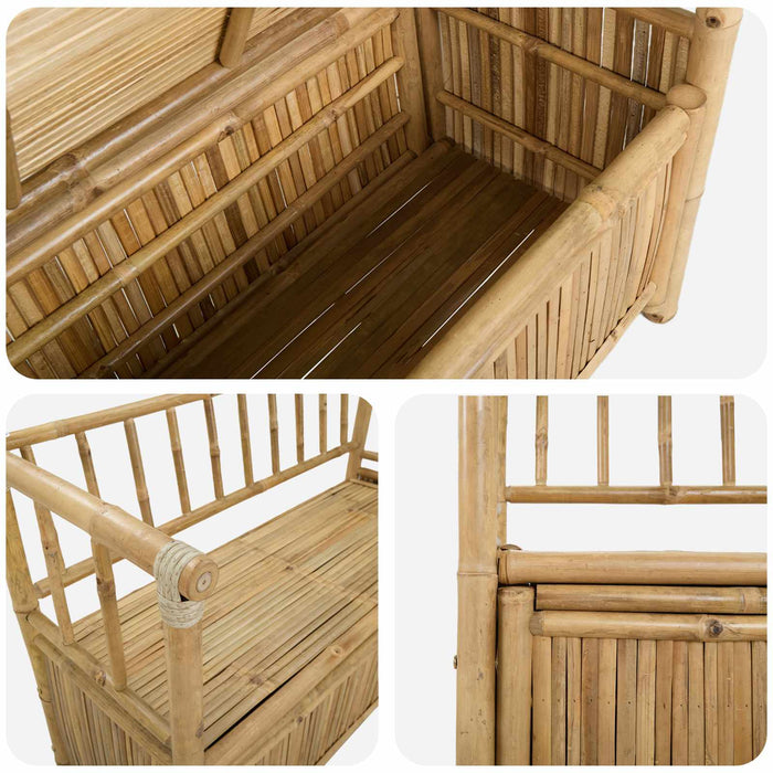 Bancă de grădină cu șemineu natural 110 x 47 x 80 cm Bambus - WALTI WALTI
