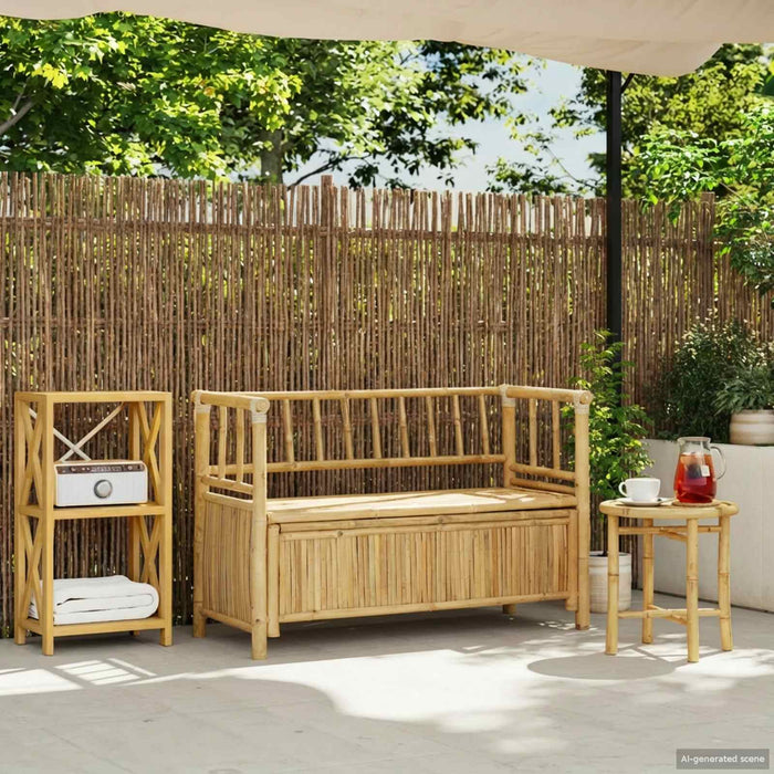 Bancă de grădină cu șemineu natural 110 x 47 x 80 cm Bambus - WALTI WALTI