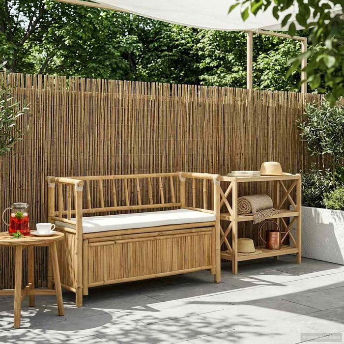 Bancă de grădină cu șemineu natural 110 x 47 x 80 cm Bambus - WALTI WALTI