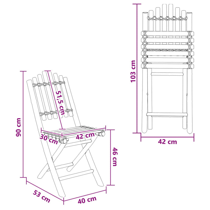 Scaun pentru Grădină 4 pcs natural 42 x 53 x 90 cm Bambus - WALTI WALTI