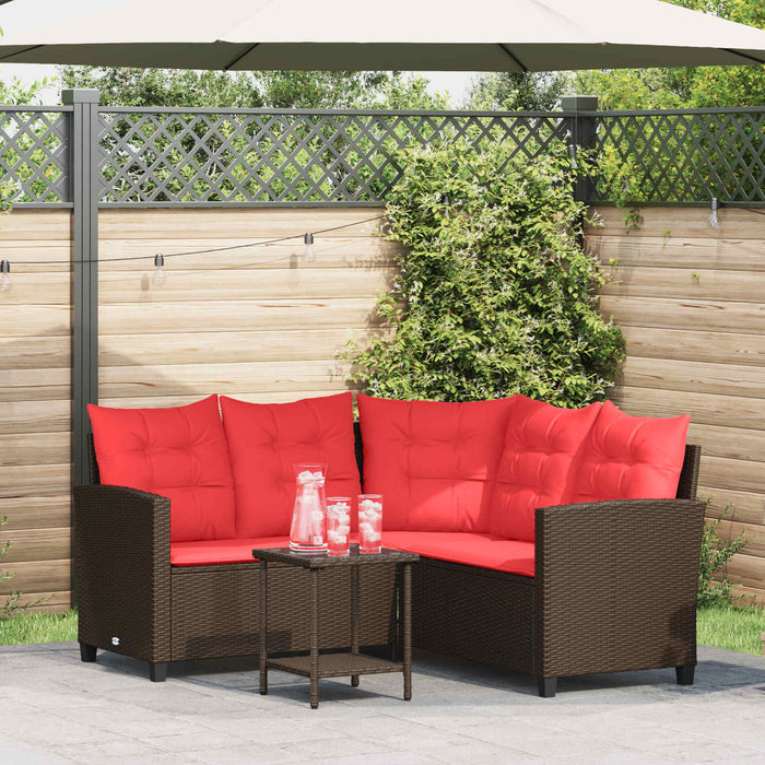 Set de canapele de exterior 2 pcs Maro și roșu poliratan - WALTI WALTI