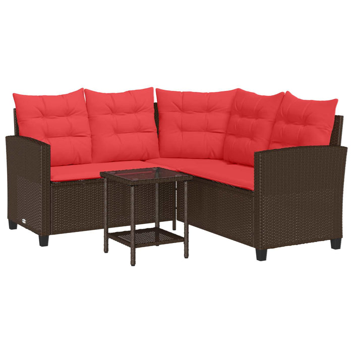 Set de canapele de exterior 2 pcs Maro și roșu poliratan - WALTI WALTI