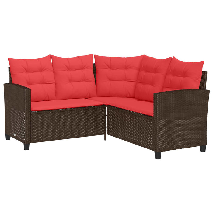 Set de canapele de exterior 2 pcs Maro și roșu poliratan - WALTI WALTI