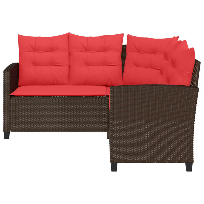 Set de canapele de exterior 2 pcs Maro și roșu poliratan - WALTI WALTI