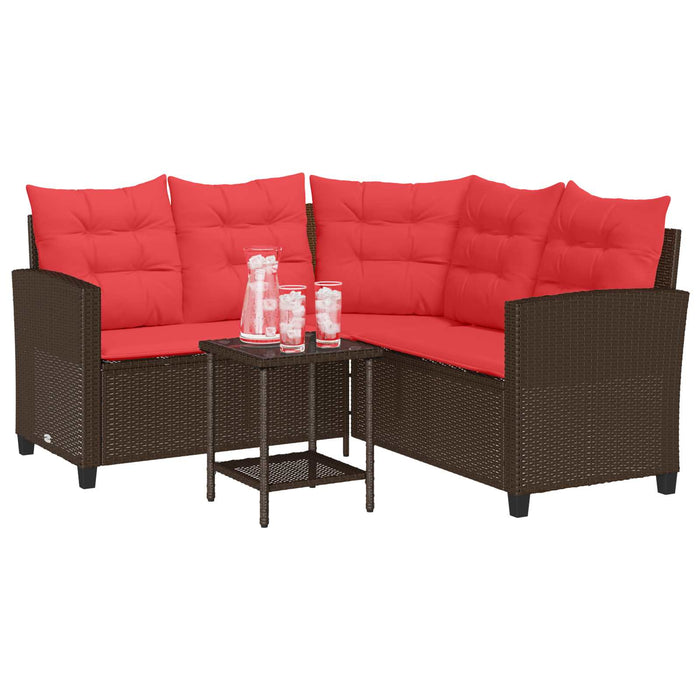 Set de canapele de exterior 2 pcs Maro și roșu poliratan - WALTI WALTI