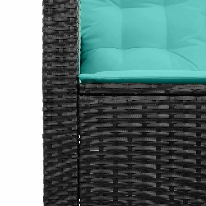 Canapea de grădină cu pernă 2 pcs Negru și Turcoaz Rattan poli - WALTI WALTI