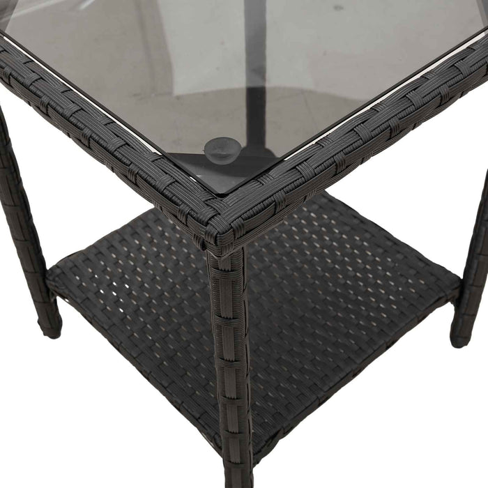 Canapea de grădină cu pernă 2 pcs Negru și Turcoaz Rattan poli - WALTI WALTI