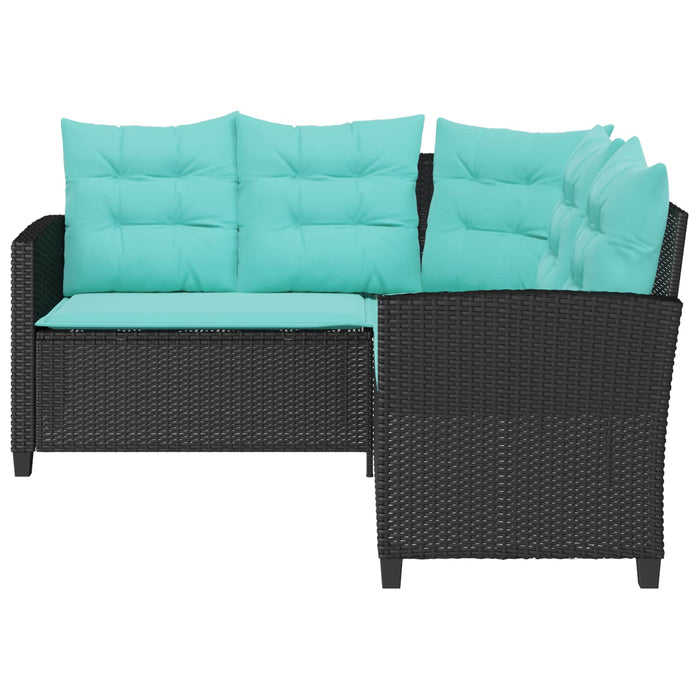 Canapea de grădină cu pernă 2 pcs Negru și Turcoaz Rattan poli - WALTI WALTI