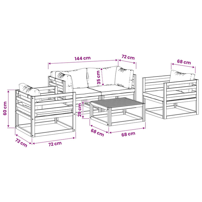 Set modular de lounge pentru grădină, 5 piese natural WALTI