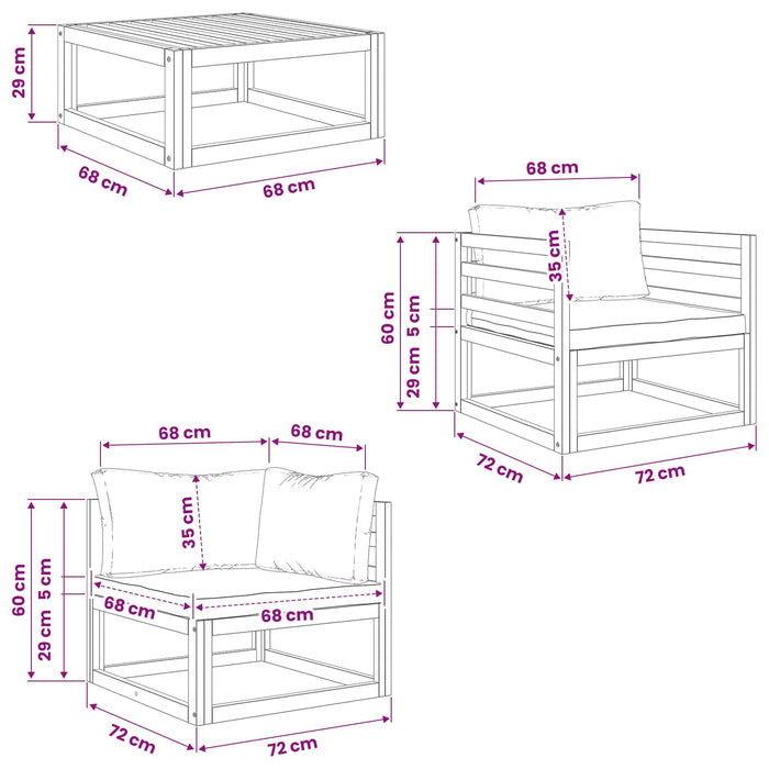 Set modular de lounge pentru grădină, 5 piese natural WALTI