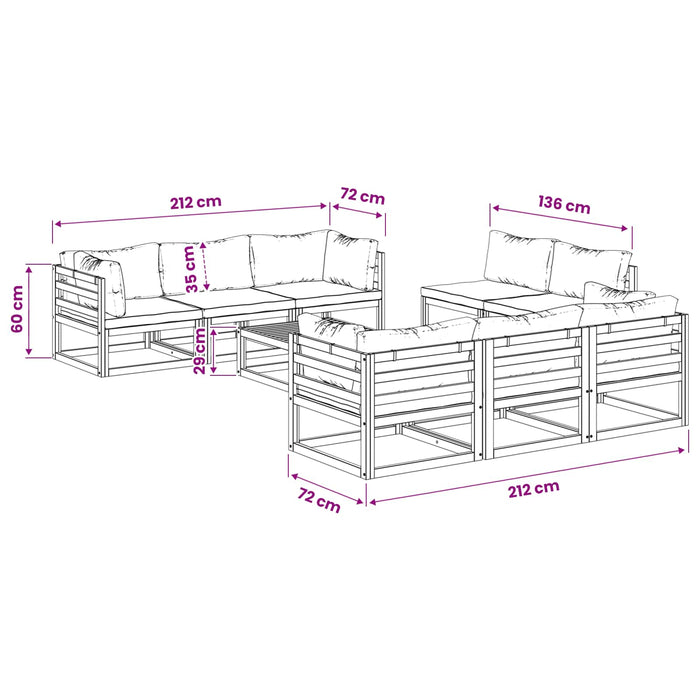 Set lounge de grădină modular, 9 piese natural - WALTI WALTI