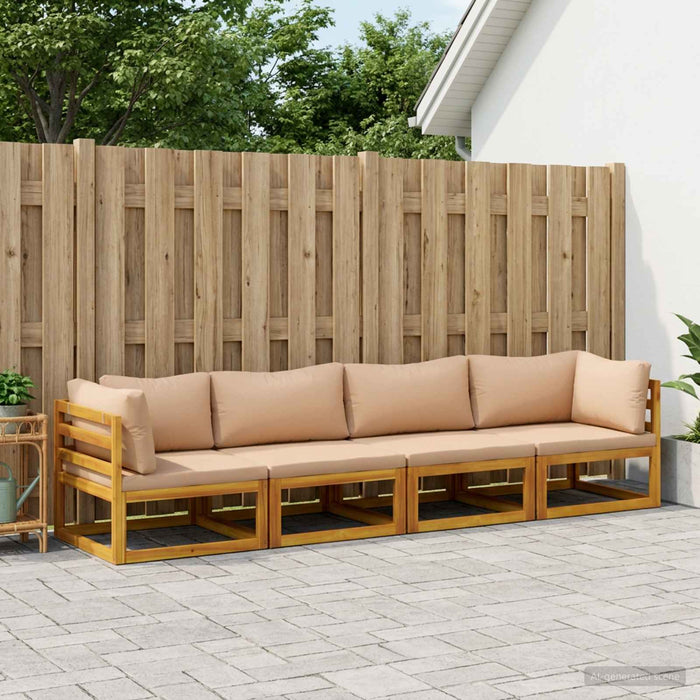 Set de canapea 4 buc. natural Lemn Solid de Acacia - WALTI WALTI