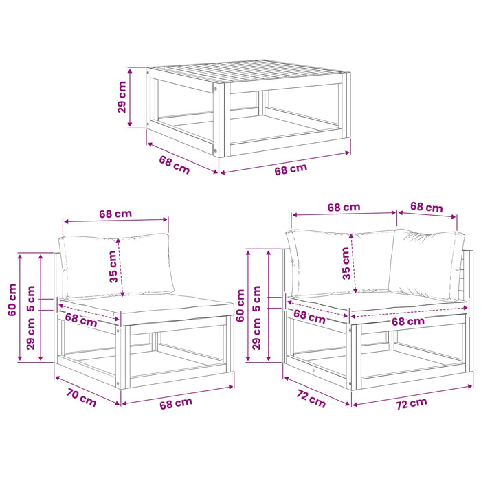 Set lounge de grădină modular, 9 piese natural - WALTI WALTI