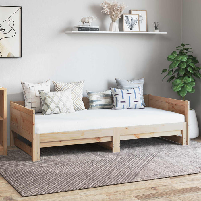 Pat de zi extensibil natural 180 x 200 cm Lemn de pin masiv - WALTI WALTI