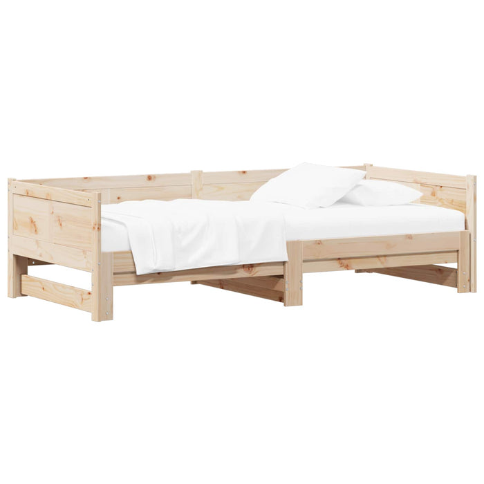 Pat de zi extensibil natural 180 x 200 cm Lemn de pin masiv - WALTI WALTI