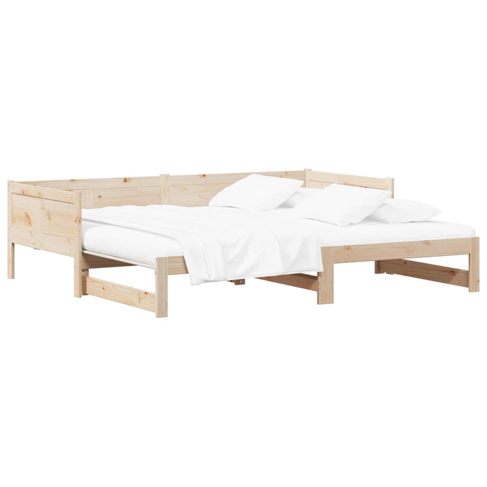 Pat de zi extensibil natural 180 x 200 cm Lemn de pin masiv - WALTI WALTI