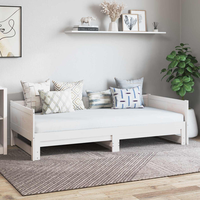 Pat de zi extensibil Alb 180 x 200 cm Lemn de pin masiv - WALTI WALTI