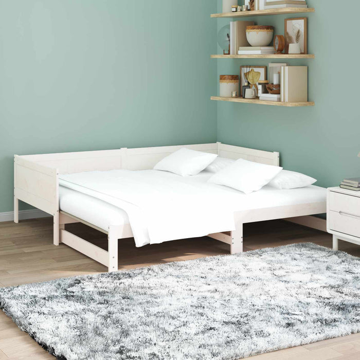 Pat de zi extensibil Alb 180 x 200 cm Lemn de pin masiv - WALTI WALTI