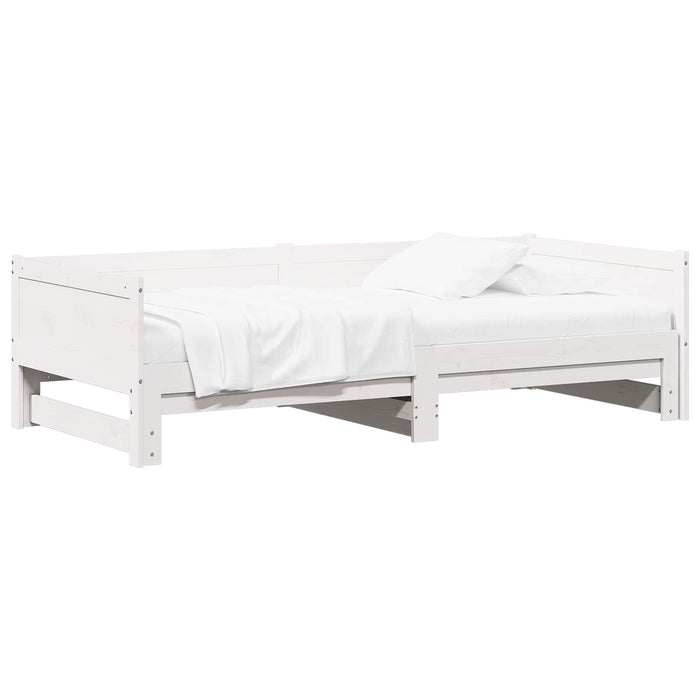 Pat de zi extensibil Alb 180 x 200 cm Lemn de pin masiv - WALTI WALTI