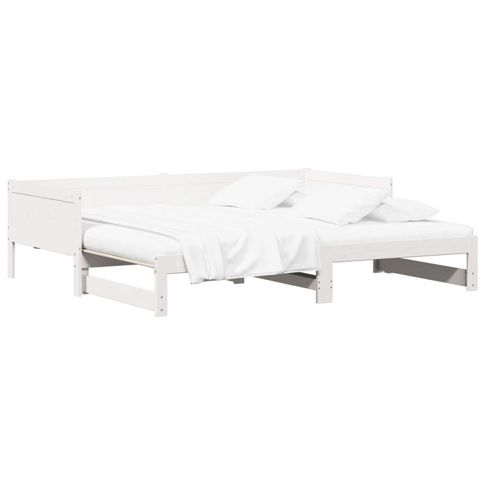 Pat de zi extensibil Alb 180 x 200 cm Lemn de pin masiv - WALTI WALTI