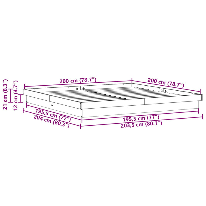 Cadru de pat Alb 200 x 200 cm Lemn de pin masiv - WALTI WALTI