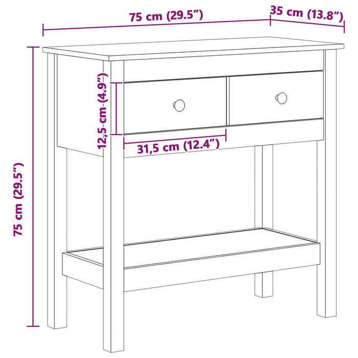 Masă de consolă Maroniu cerat 75 x 35 x 75 cm Lemn masiv de pin - WALTI WALTI