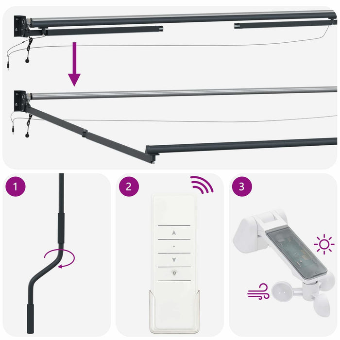 Cadru copertină retractabil electric Antracit 3,5 x 2 m - WALTI WALTI