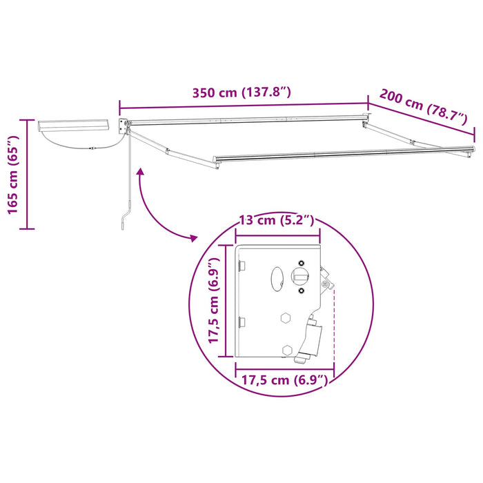 Cadru copertină retractabil electric Alb 3,5 x 2 m Oțel - WALTI WALTI