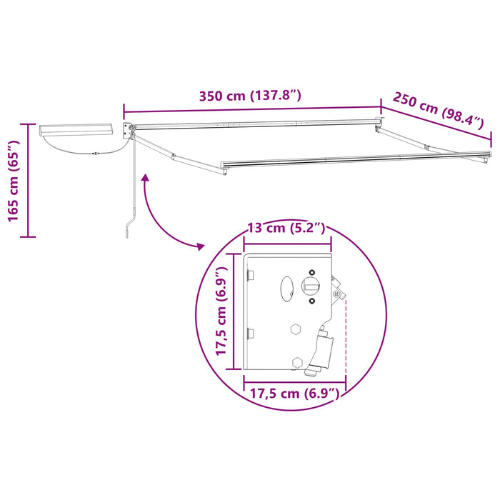 Cadru copertină retractabil electric Alb 3,5 x 2,5 m Oțel - WALTI WALTI