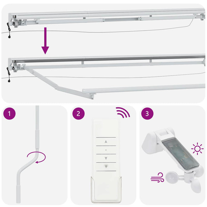 Cadru de copertină electrică cu LED-uri Alb 2,5 x 2 m Aluminiu - WALTI WALTI