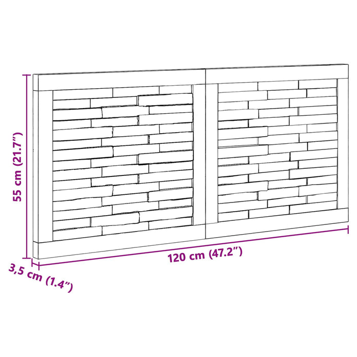 Tăblie cap Pe perete natural 120 cm Lemn solid de tec - WALTI WALTI
