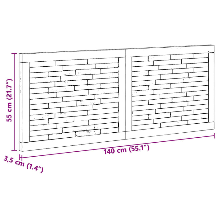 Tăblie cap Pe perete natural 140 cm Lemn solid de tec - WALTI WALTI