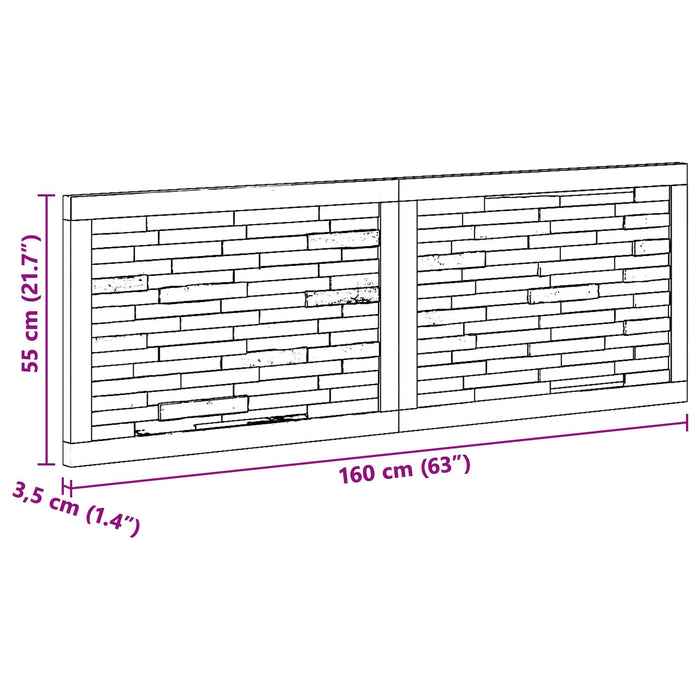 Tăblie cap Pe perete natural 160 cm Lemn solid de tec - WALTI WALTI