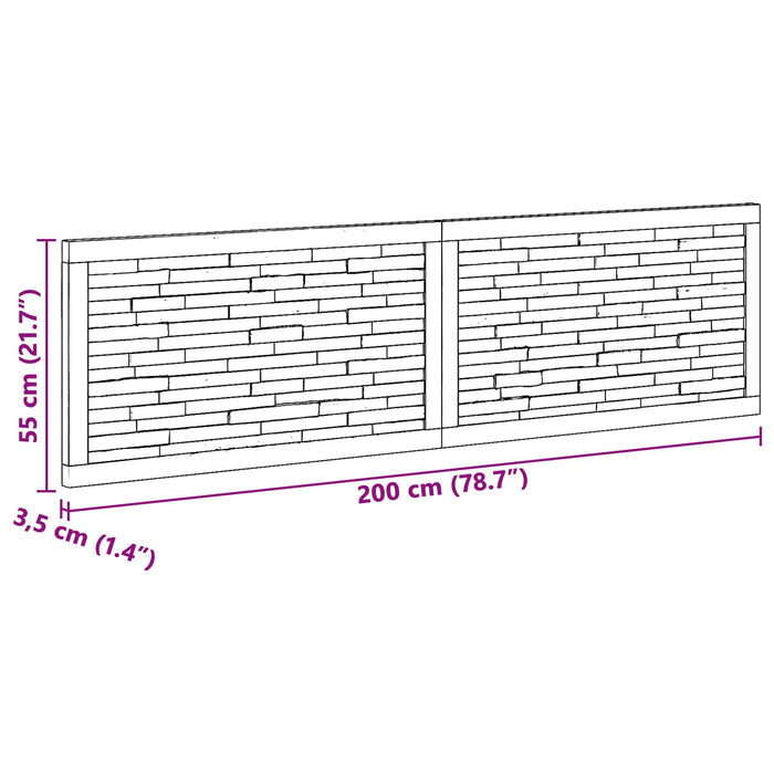Tăblie cap Pe perete natural 200 cm Lemn solid de tec - WALTI WALTI