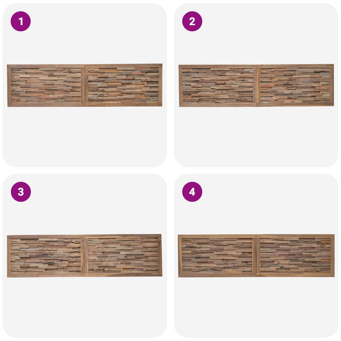 Tăblie cap Pe perete natural 200 cm Lemn solid de tec - WALTI WALTI