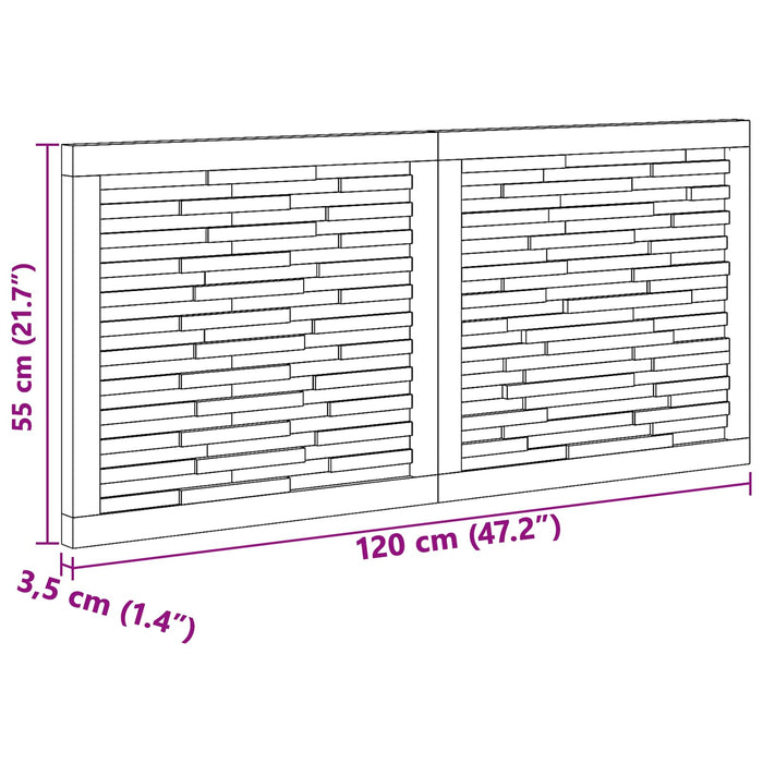 Tăblie cap Pe perete natural 120 cm Lemn solid de tec - WALTI WALTI