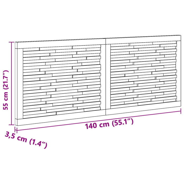 Tăblie cap Pe perete natural 140 cm Lemn solid de tec - WALTI WALTI