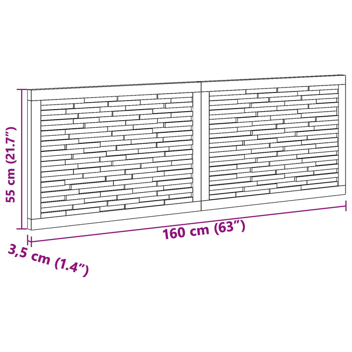 Tăblie cap Pe perete natural 160 cm Lemn solid de tec - WALTI WALTI