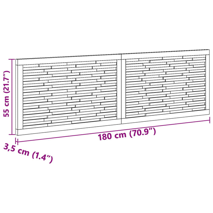 Tăblie cap Pe perete natural 180 cm Lemn solid de tec - WALTI WALTI