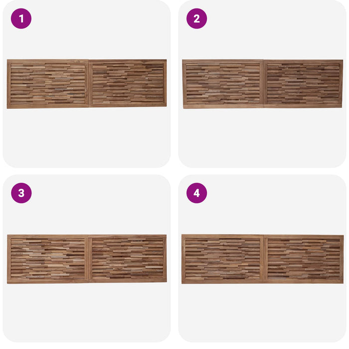 Tăblie cap Pe perete natural 180 cm Lemn solid de tec - WALTI WALTI