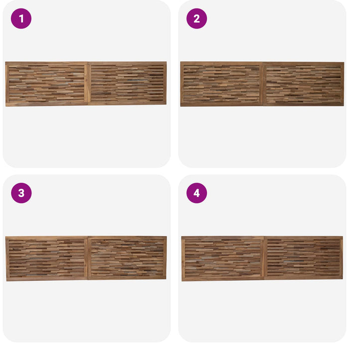 Tăblie cap Pe perete natural 200 cm Lemn solid de tec - WALTI WALTI