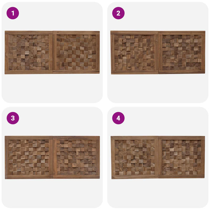 Tăblie cap Pe perete natural 120 cm Lemn solid de tec WALTI