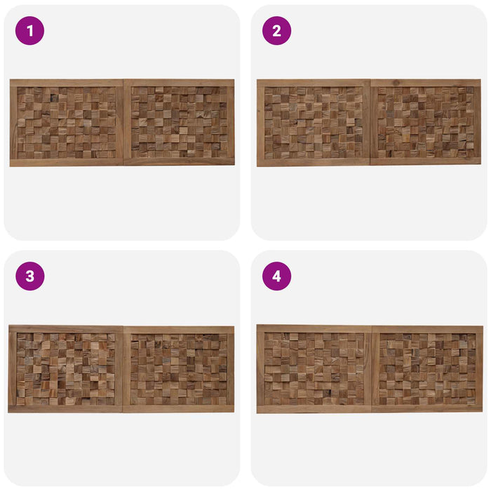 Tăblie cap Pe perete natural 140 cm Lemn solid de tec - WALTI WALTI