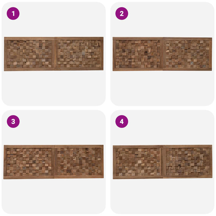 Tăblie cap Pe perete natural 160 cm Lemn solid de tec - WALTI WALTI
