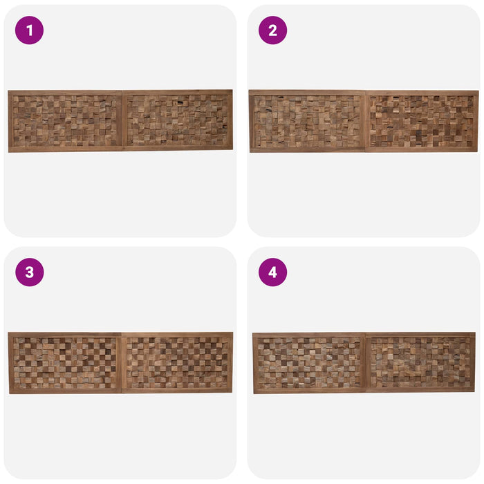 Tăblie cap Pe perete natural 200 cm Lemn solid de tec - WALTI WALTI