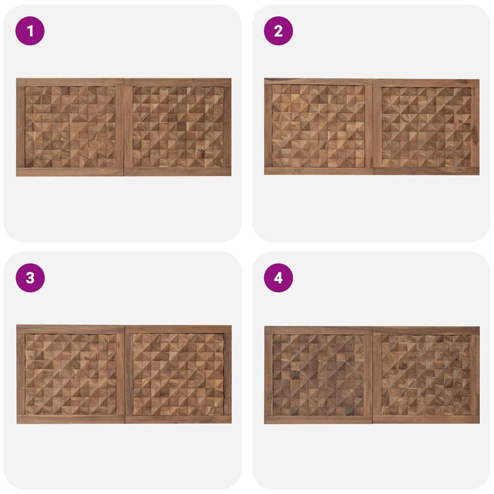 Tăblie cap Pe perete natural 120 cm Lemn solid de tec - WALTI WALTI