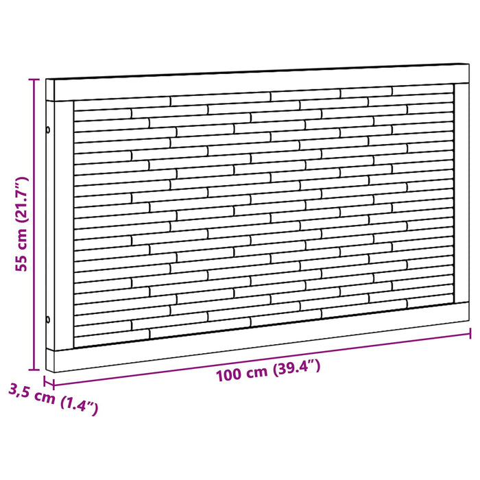 Tăblie cap Pe perete natural 100 cm Lemn solid de tec - WALTI WALTI