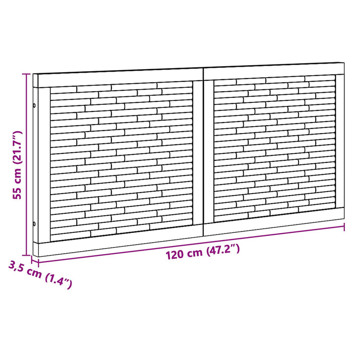 Tăblie cap Pe perete natural 120 cm Lemn solid de tec - WALTI WALTI